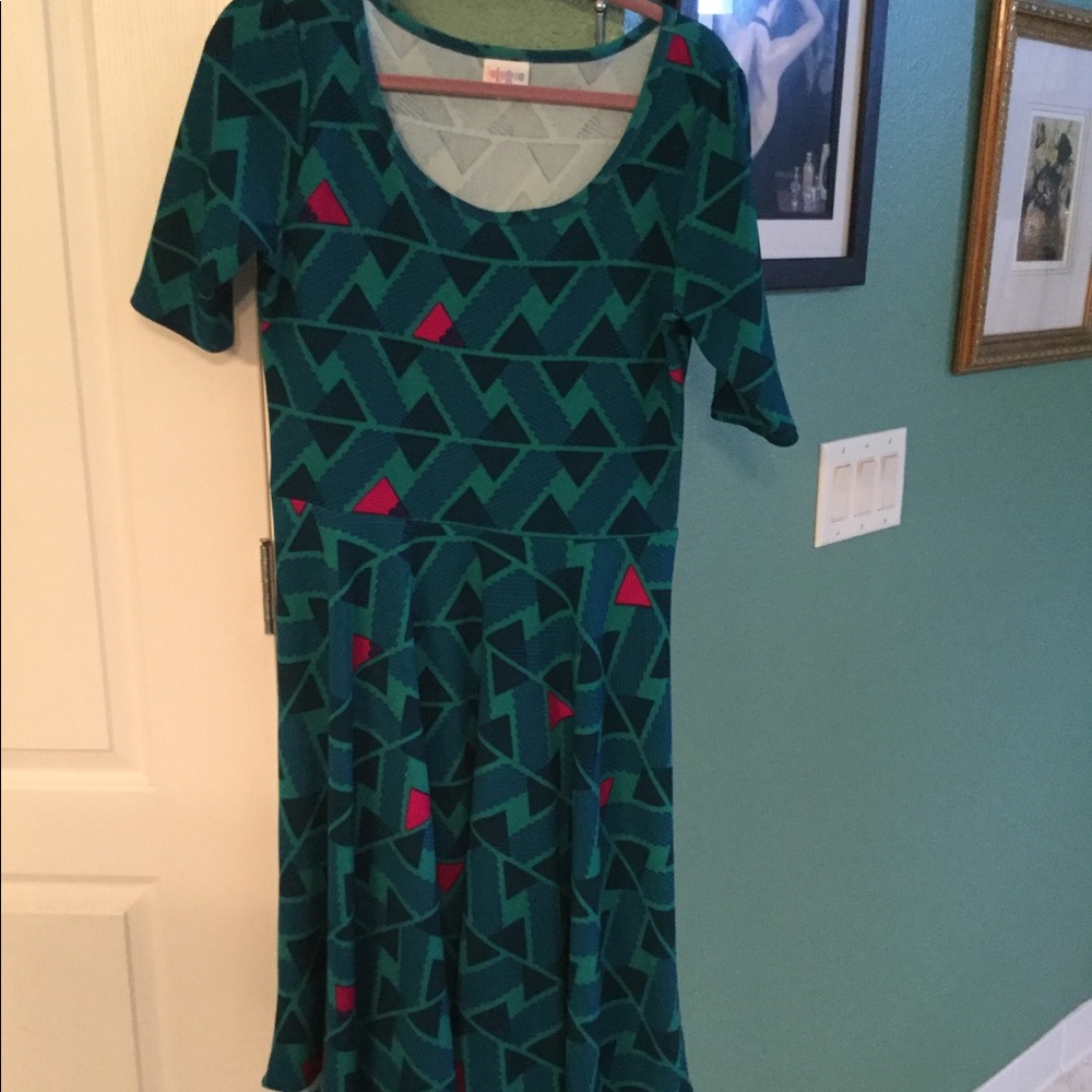 Lularoe Nicole dress, geometric print